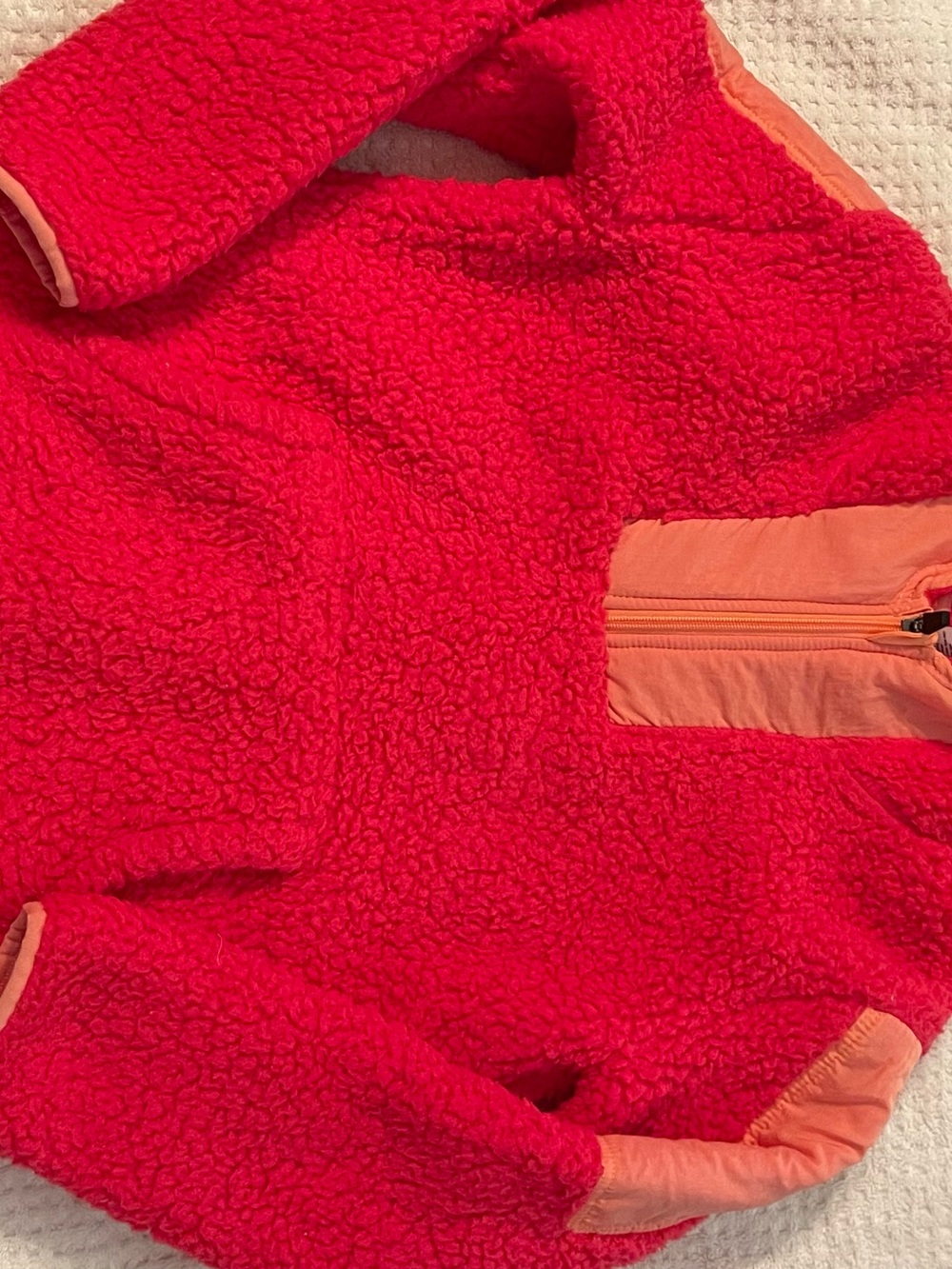 Xersion Red Sherpa Puffer Jacket with Peach Accent